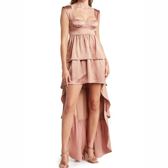 WeWoreWhat | Dresses | Weworewhat Satin Tan Bronze Tiered Hem Sleeveless Corset High Low Maxi Dress | Poshmark WeWoreWhat | Dresses | Weworewhat Satin Tan Bronze Tiered Hem Sleeveless Corset High Low Maxi Dress | Poshmark